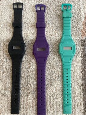 Shark Silicone Watch Bands Trio - Black, Purple & Teal